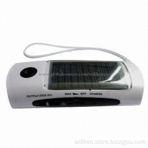 3-in-1 Solar Power Bank + FM Function + 4 LEDs Torch, Good for Traveling